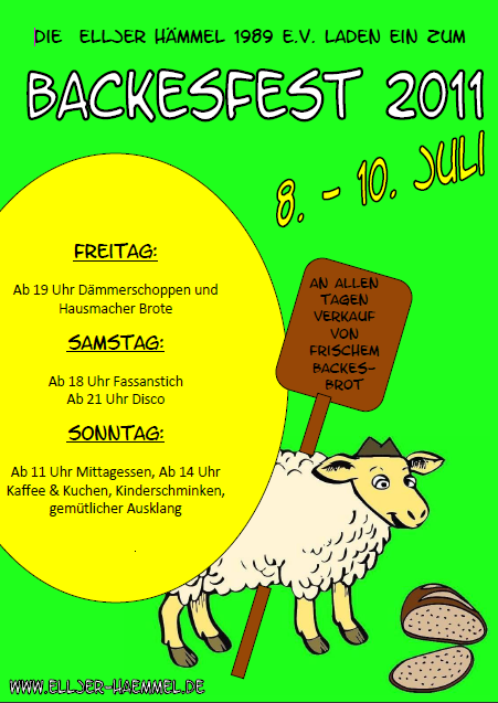 Backesfest 2011 Plakat zum Backesfest 2011 der Elljer-Haemmel